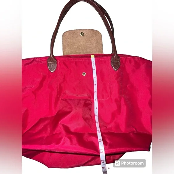 EUC Longchamp Le Pliage Long Handle Large Tote RED - Picture 9 of 13